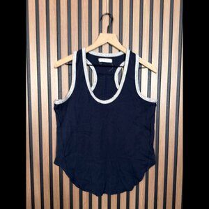 Free People Tank Top Small Womens Blue Navy Racer Back 100% Cotton